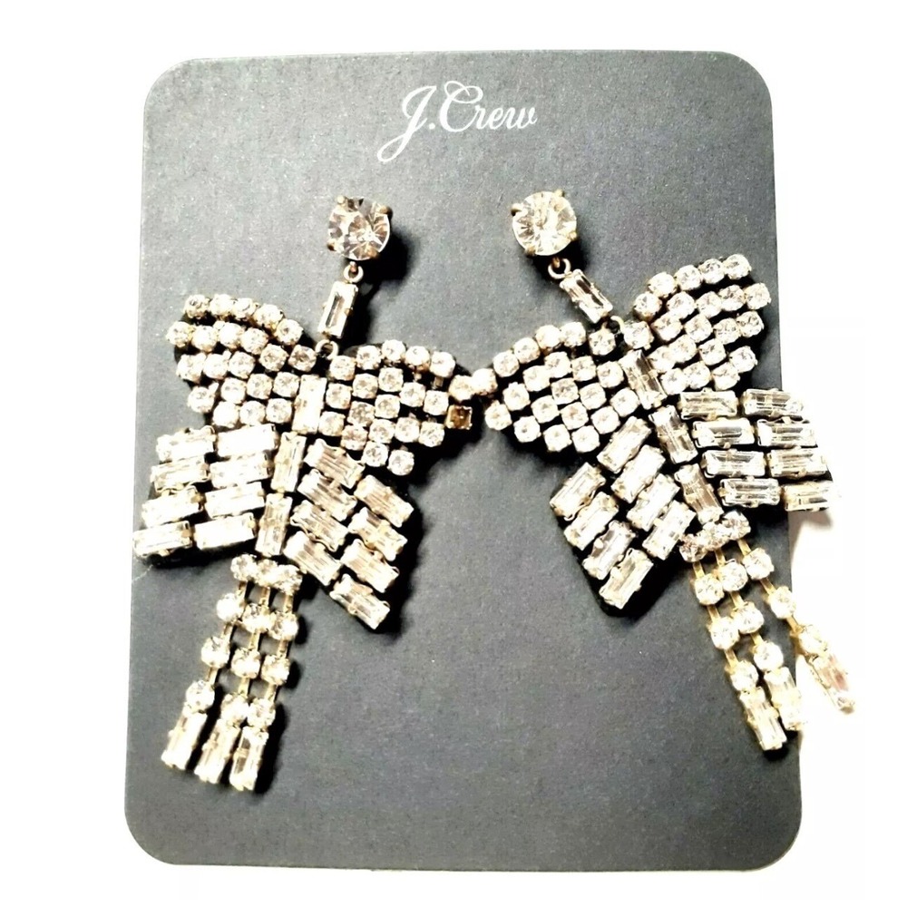 NWT J Crew‎ Butterfly Sparkling Statement Earrings - Picture 2 of 3